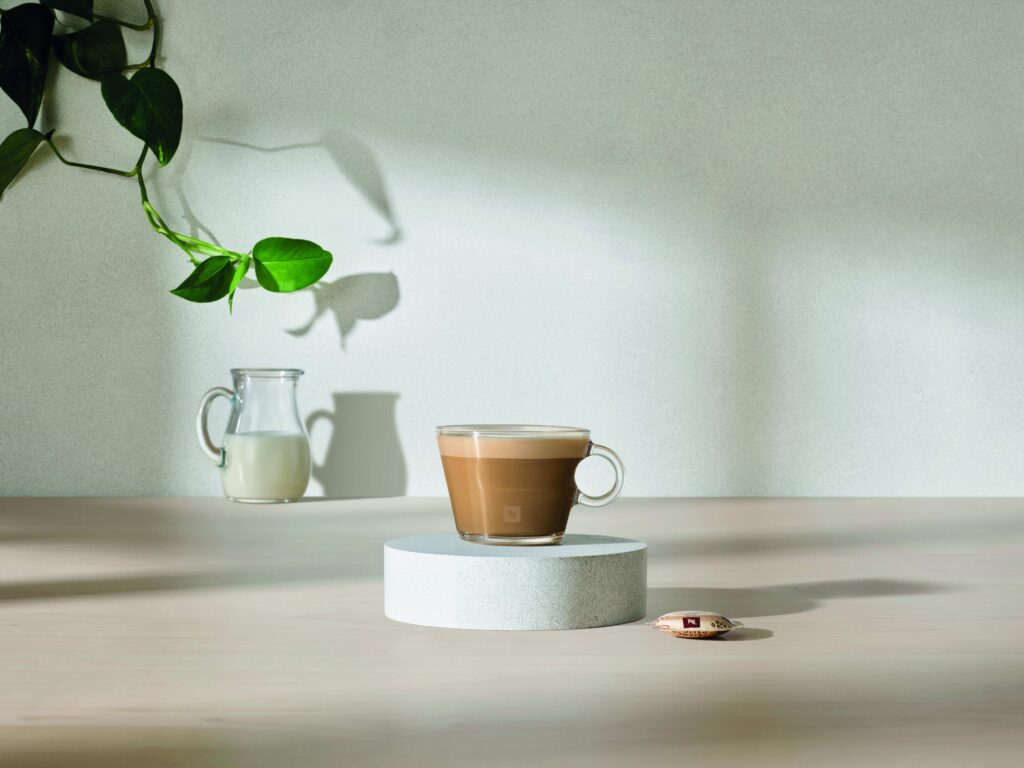 Glas med flatwhite kaffe
